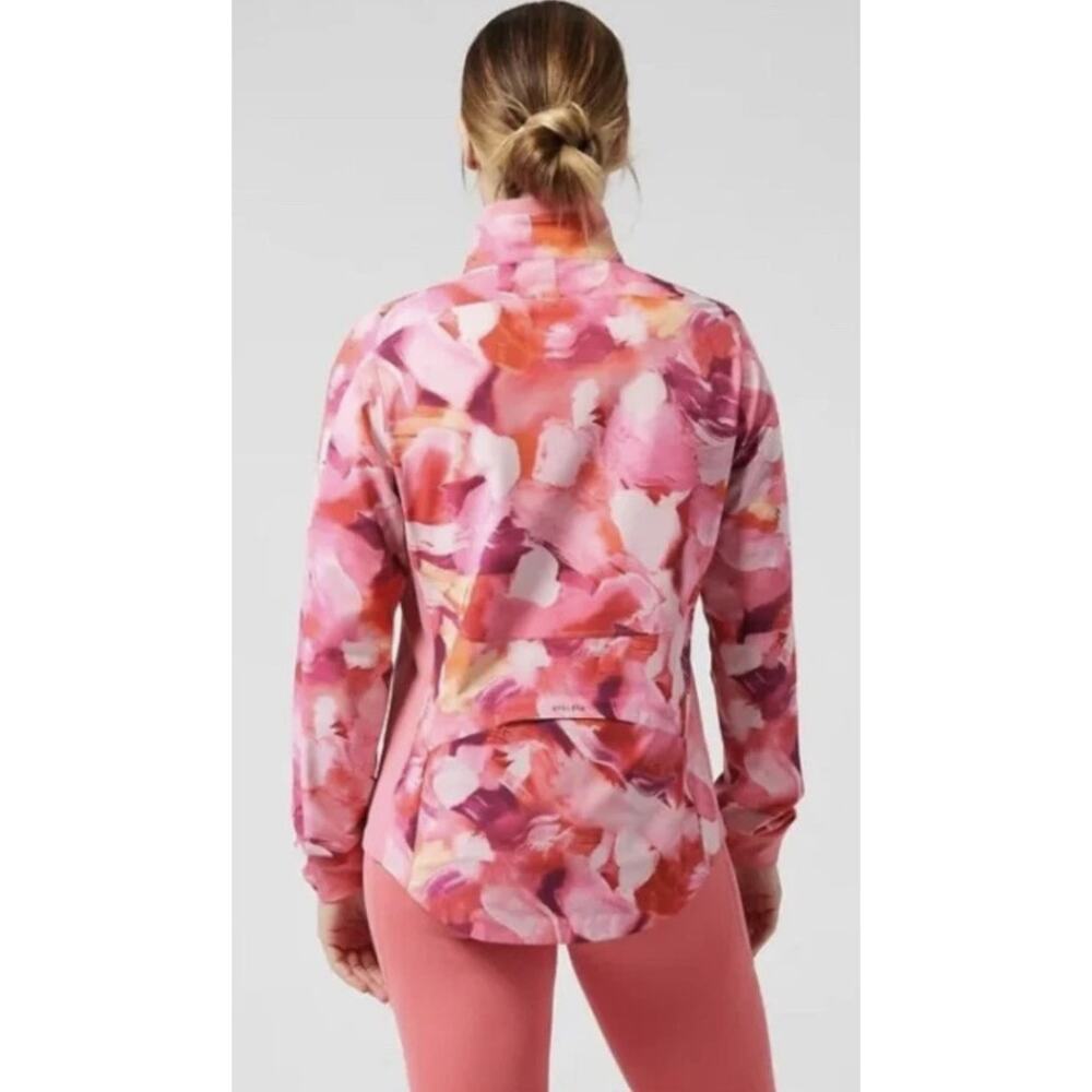 ATHLETA Run with It pink orange painted energy abstract zip up athletic jacket - Picture 3 of 11